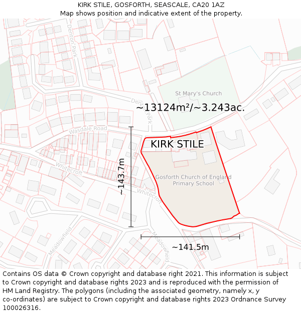 KIRK STILE, GOSFORTH, SEASCALE, CA20 1AZ: Plot and title map
