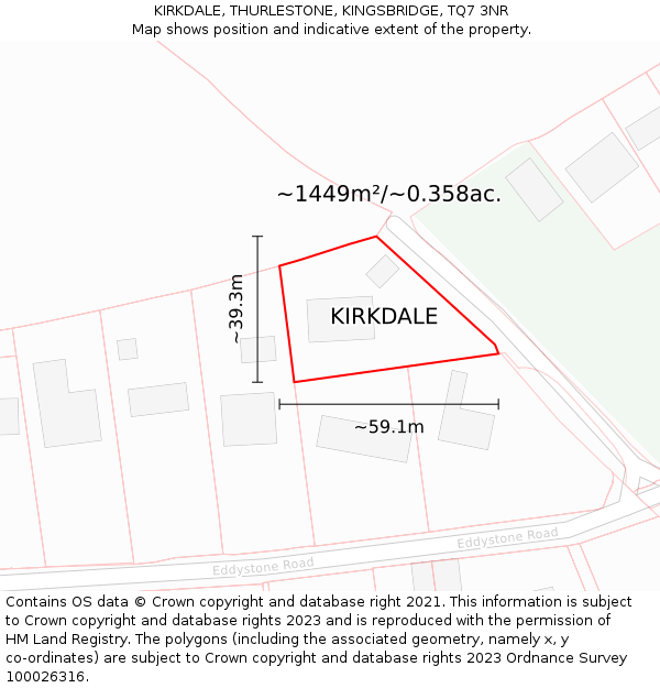 KIRKDALE, THURLESTONE, KINGSBRIDGE, TQ7 3NR: Plot and title map