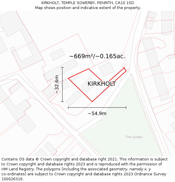 KIRKHOLT, TEMPLE SOWERBY, PENRITH, CA10 1SD: Plot and title map