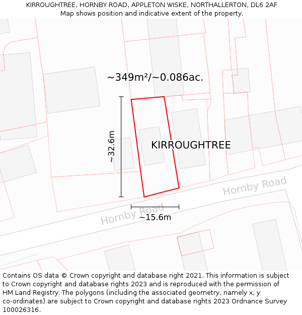 KIRROUGHTREE, HORNBY ROAD, APPLETON WISKE, NORTHALLERTON, DL6 2AF: Plot and title map