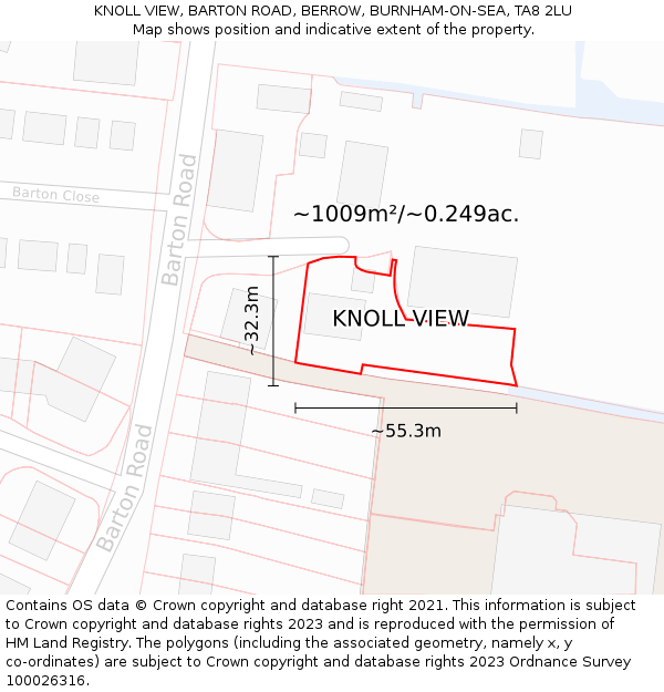 KNOLL VIEW, BARTON ROAD, BERROW, BURNHAM-ON-SEA, TA8 2LU: Plot and title map