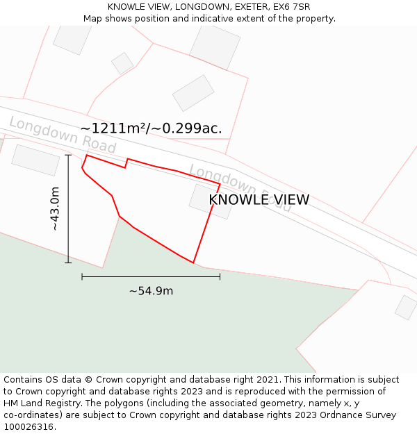 KNOWLE VIEW, LONGDOWN, EXETER, EX6 7SR: Plot and title map