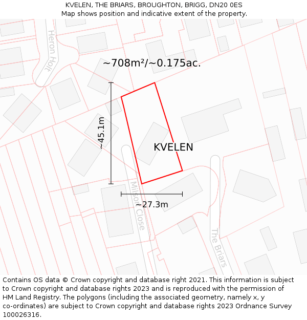 KVELEN, THE BRIARS, BROUGHTON, BRIGG, DN20 0ES: Plot and title map