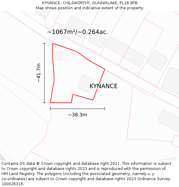 KYNANCE, CHILSWORTHY, GUNNISLAKE, PL18 9PB: Plot and title map