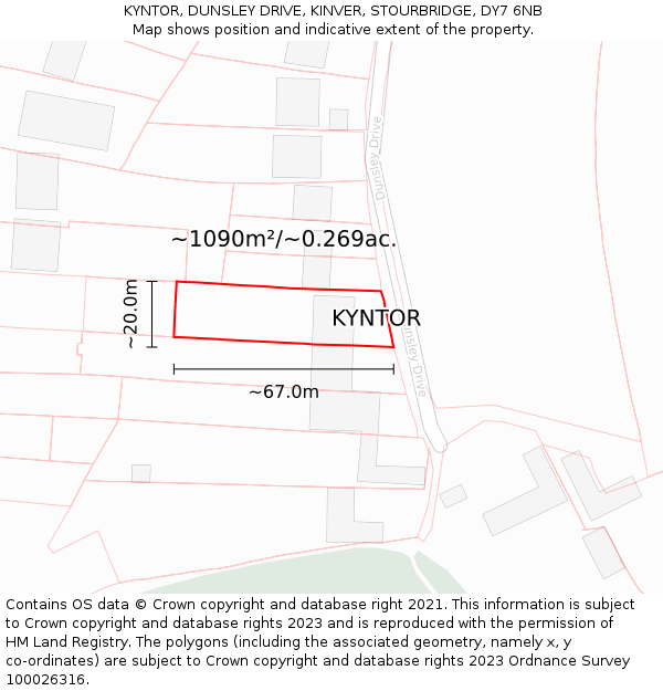 KYNTOR, DUNSLEY DRIVE, KINVER, STOURBRIDGE, DY7 6NB: Plot and title map