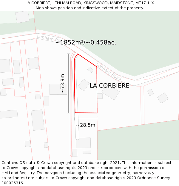 LA CORBIERE, LENHAM ROAD, KINGSWOOD, MAIDSTONE, ME17 1LX: Plot and title map