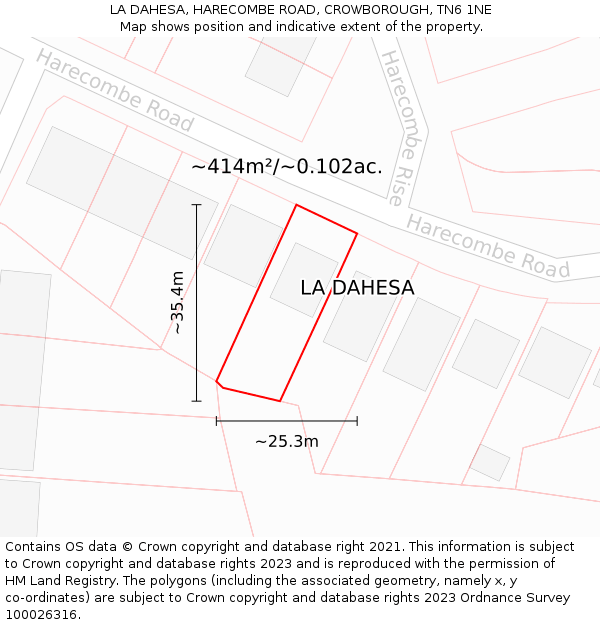 LA DAHESA, HARECOMBE ROAD, CROWBOROUGH, TN6 1NE: Plot and title map