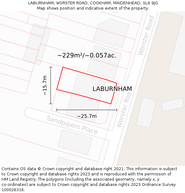 LABURNHAM, WORSTER ROAD, COOKHAM, MAIDENHEAD, SL6 9JG: Plot and title map
