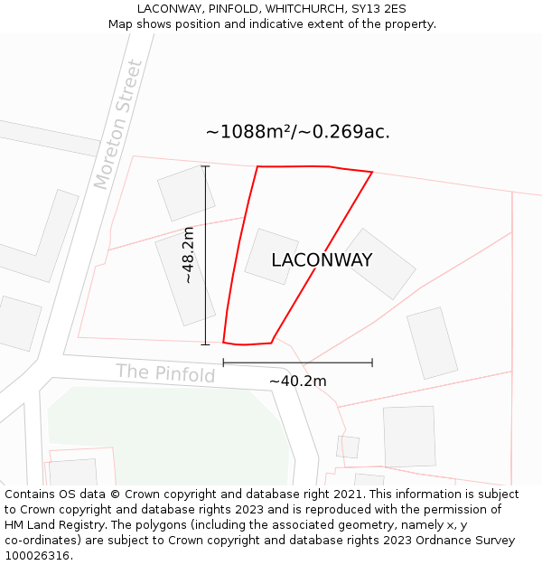 LACONWAY, PINFOLD, WHITCHURCH, SY13 2ES: Plot and title map