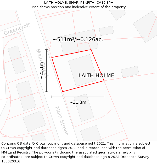 LAITH HOLME, SHAP, PENRITH, CA10 3PH: Plot and title map