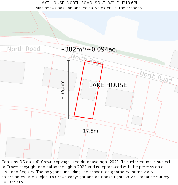 LAKE HOUSE, NORTH ROAD, SOUTHWOLD, IP18 6BH: Plot and title map