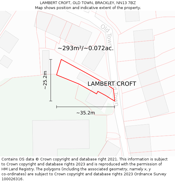 LAMBERT CROFT, OLD TOWN, BRACKLEY, NN13 7BZ: Plot and title map