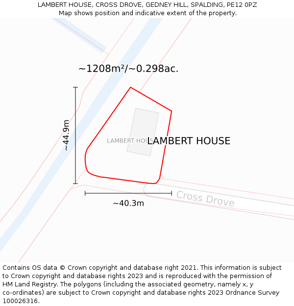 LAMBERT HOUSE, CROSS DROVE, GEDNEY HILL, SPALDING, PE12 0PZ: Plot and title map