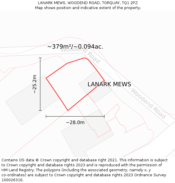 LANARK MEWS, WOODEND ROAD, TORQUAY, TQ1 2PZ: Plot and title map