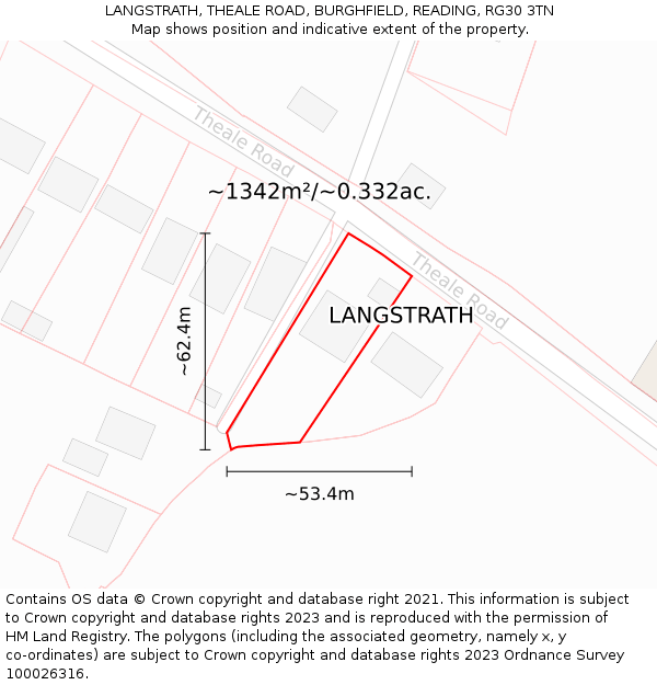 LANGSTRATH, THEALE ROAD, BURGHFIELD, READING, RG30 3TN: Plot and title map