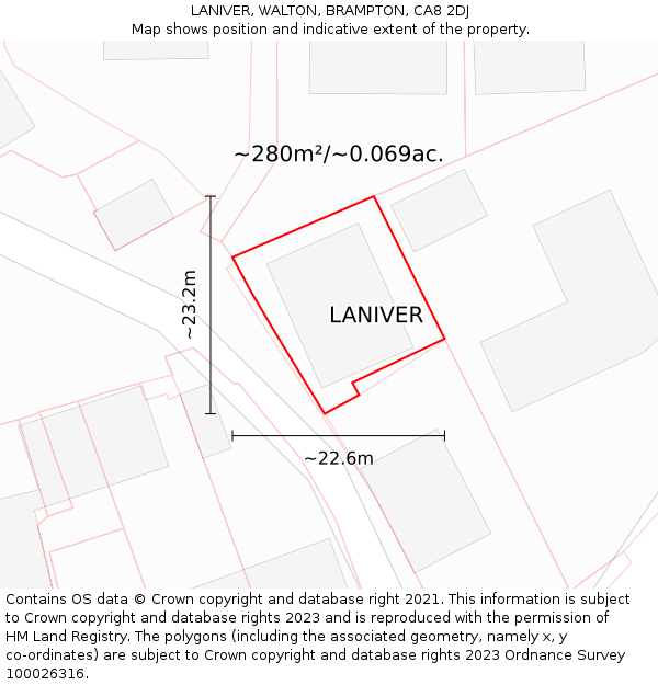 LANIVER, WALTON, BRAMPTON, CA8 2DJ: Plot and title map