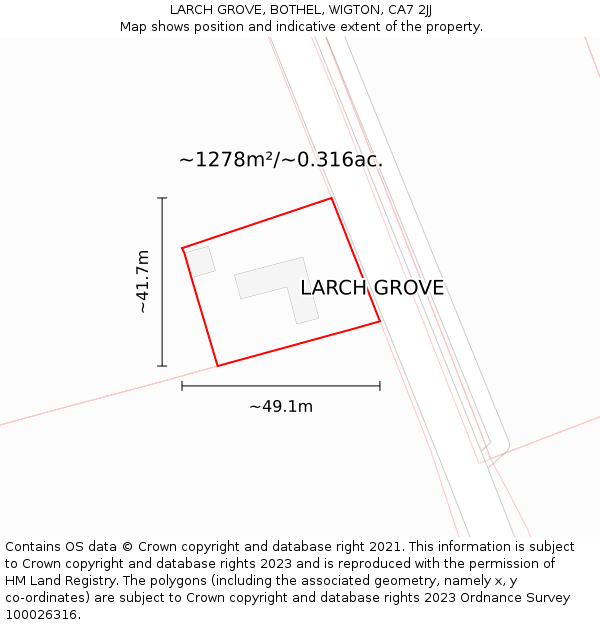 LARCH GROVE, BOTHEL, WIGTON, CA7 2JJ: Plot and title map