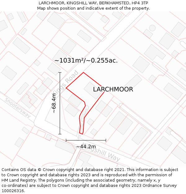 LARCHMOOR, KINGSHILL WAY, BERKHAMSTED, HP4 3TP: Plot and title map