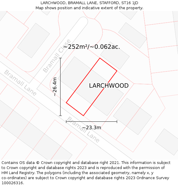 LARCHWOOD, BRAMALL LANE, STAFFORD, ST16 1JD: Plot and title map
