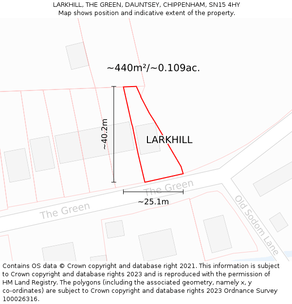 LARKHILL, THE GREEN, DAUNTSEY, CHIPPENHAM, SN15 4HY: Plot and title map