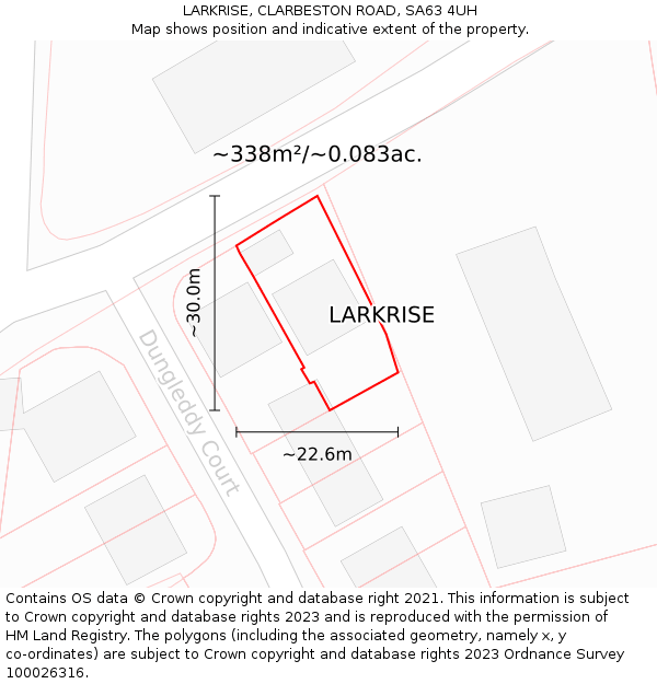 LARKRISE, CLARBESTON ROAD, SA63 4UH: Plot and title map