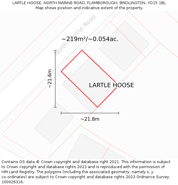 LARTLE HOOSE, NORTH MARINE ROAD, FLAMBOROUGH, BRIDLINGTON, YO15 1BL: Plot and title map