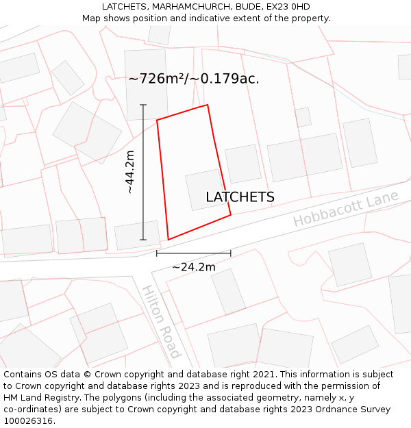 LATCHETS, MARHAMCHURCH, BUDE, EX23 0HD: Plot and title map