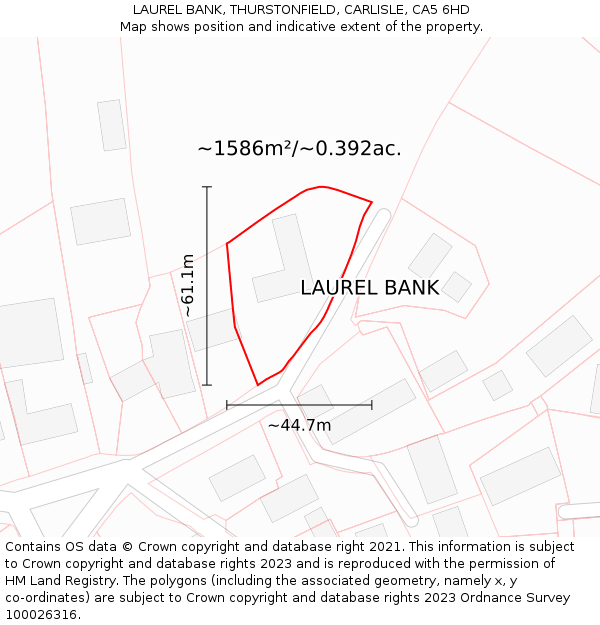LAUREL BANK, THURSTONFIELD, CARLISLE, CA5 6HD: Plot and title map