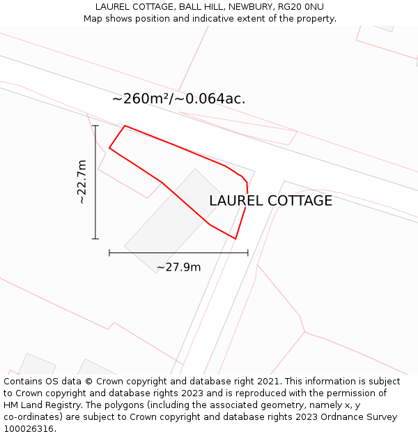 LAUREL COTTAGE, BALL HILL, NEWBURY, RG20 0NU: Plot and title map