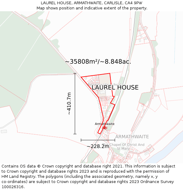 LAUREL HOUSE, ARMATHWAITE, CARLISLE, CA4 9PW: Plot and title map