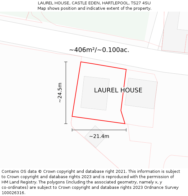 LAUREL HOUSE, CASTLE EDEN, HARTLEPOOL, TS27 4SU: Plot and title map