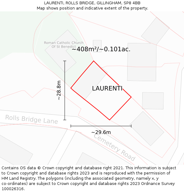 LAURENTI, ROLLS BRIDGE, GILLINGHAM, SP8 4BB: Plot and title map