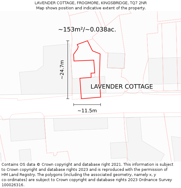 LAVENDER COTTAGE, FROGMORE, KINGSBRIDGE, TQ7 2NR: Plot and title map
