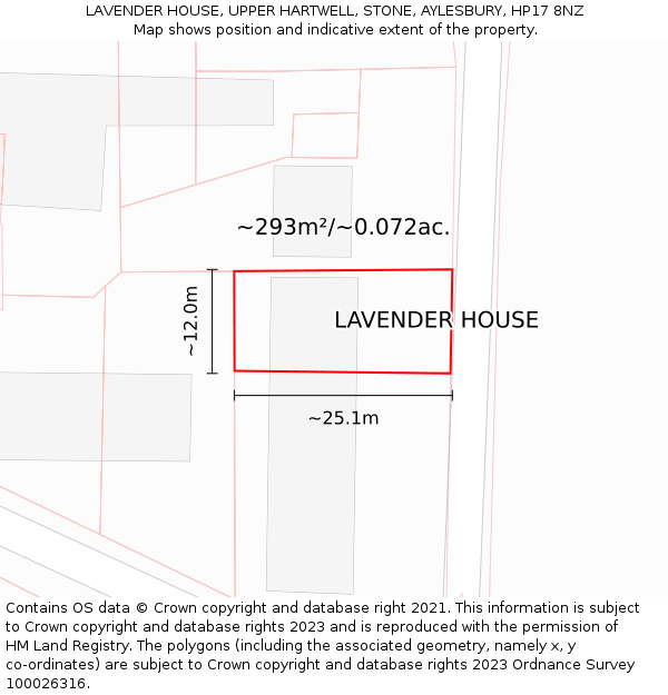 LAVENDER HOUSE, UPPER HARTWELL, STONE, AYLESBURY, HP17 8NZ: Plot and title map
