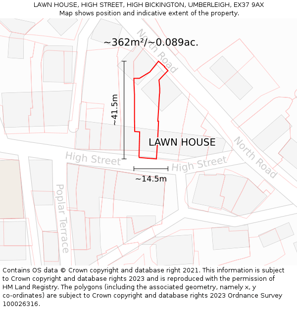 LAWN HOUSE, HIGH STREET, HIGH BICKINGTON, UMBERLEIGH, EX37 9AX: Plot and title map