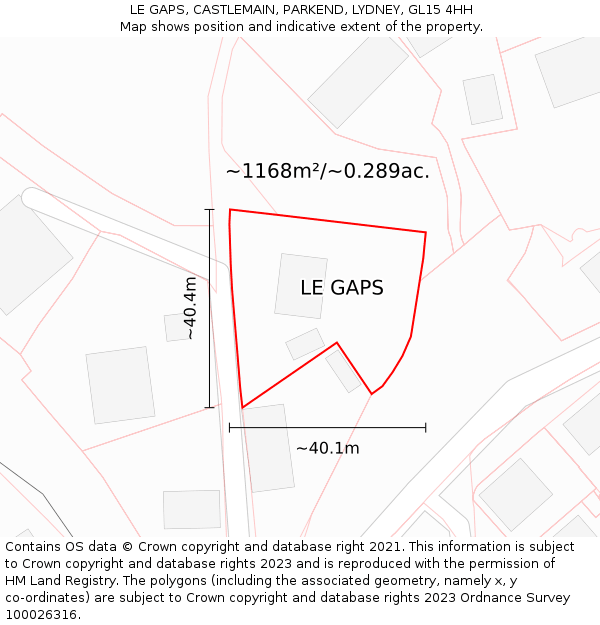 LE GAPS, CASTLEMAIN, PARKEND, LYDNEY, GL15 4HH: Plot and title map