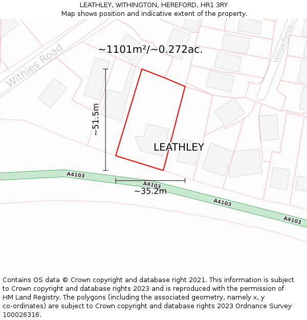 LEATHLEY, WITHINGTON, HEREFORD, HR1 3RY: Plot and title map