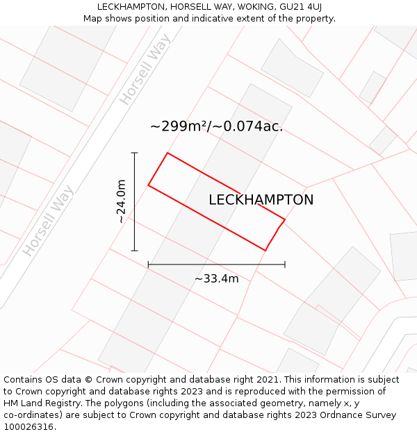LECKHAMPTON, HORSELL WAY, WOKING, GU21 4UJ: Plot and title map