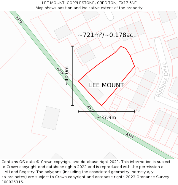 LEE MOUNT, COPPLESTONE, CREDITON, EX17 5NF: Plot and title map