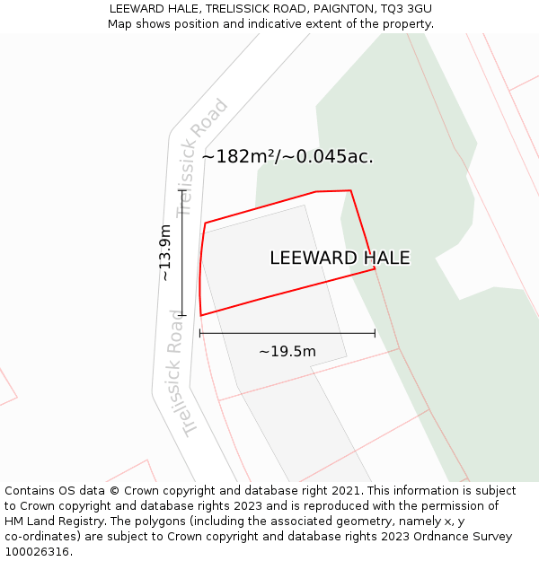 LEEWARD HALE, TRELISSICK ROAD, PAIGNTON, TQ3 3GU: Plot and title map