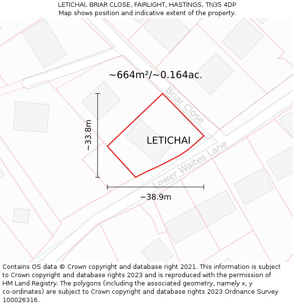 LETICHAI, BRIAR CLOSE, FAIRLIGHT, HASTINGS, TN35 4DP: Plot and title map