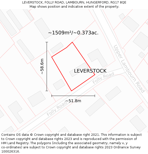 LEVERSTOCK, FOLLY ROAD, LAMBOURN, HUNGERFORD, RG17 8QE: Plot and title map