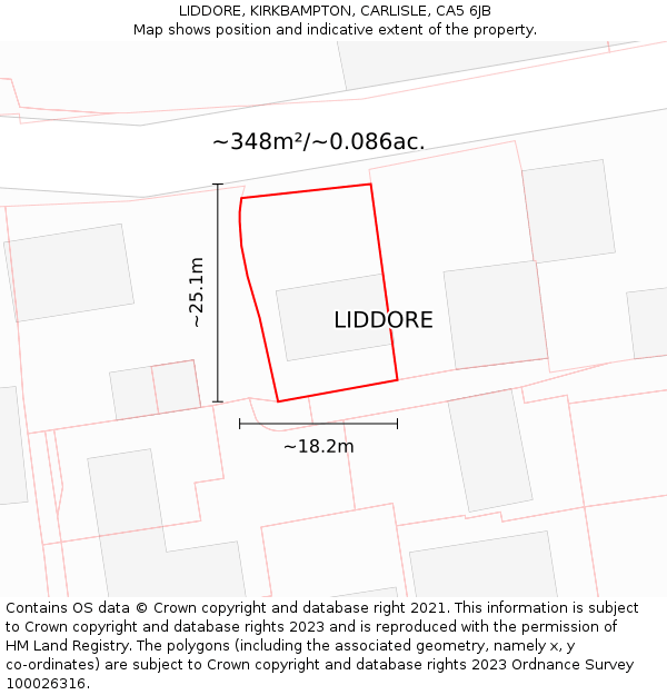 LIDDORE, KIRKBAMPTON, CARLISLE, CA5 6JB: Plot and title map