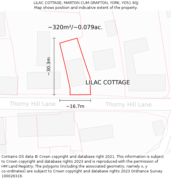LILAC COTTAGE, MARTON CUM GRAFTON, YORK, YO51 9QJ: Plot and title map