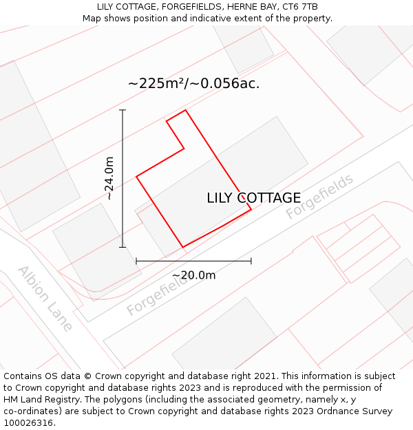 LILY COTTAGE, FORGEFIELDS, HERNE BAY, CT6 7TB: Plot and title map