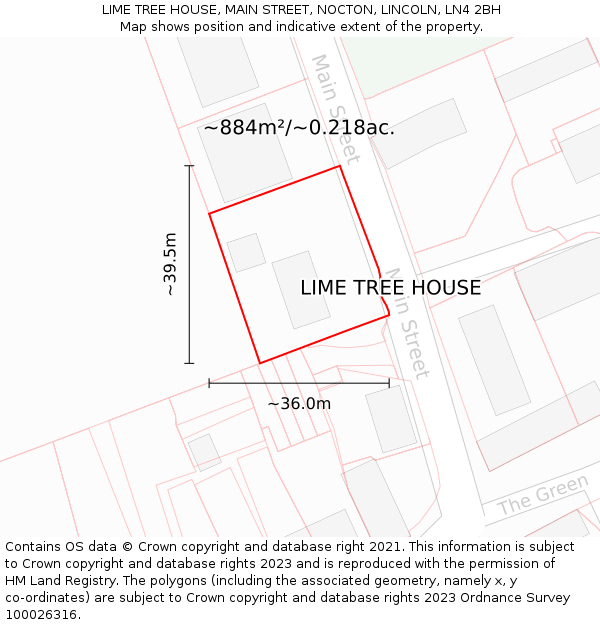 LIME TREE HOUSE, MAIN STREET, NOCTON, LINCOLN, LN4 2BH: Plot and title map