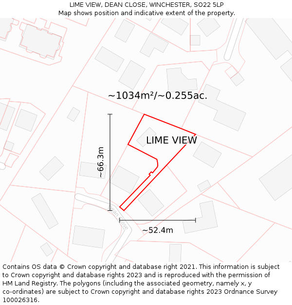 LIME VIEW, DEAN CLOSE, WINCHESTER, SO22 5LP: Plot and title map
