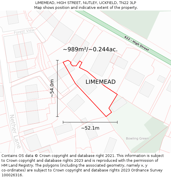 LIMEMEAD, HIGH STREET, NUTLEY, UCKFIELD, TN22 3LP: Plot and title map