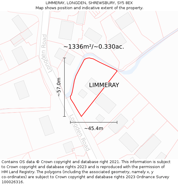 LIMMERAY, LONGDEN, SHREWSBURY, SY5 8EX: Plot and title map