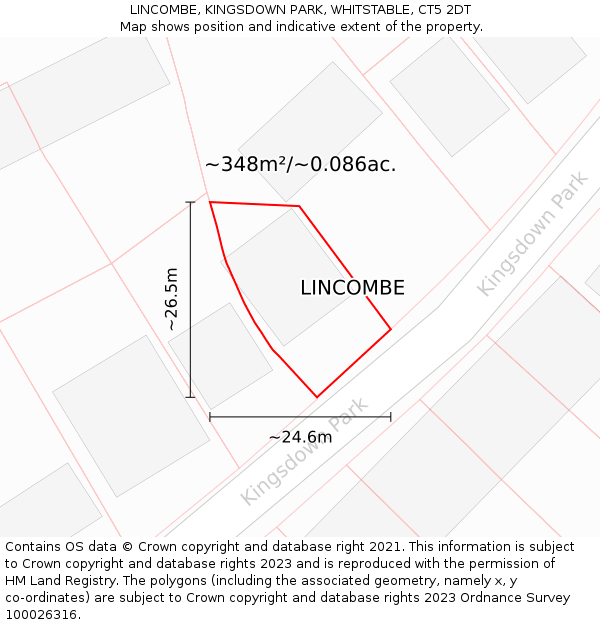 LINCOMBE, KINGSDOWN PARK, WHITSTABLE, CT5 2DT: Plot and title map